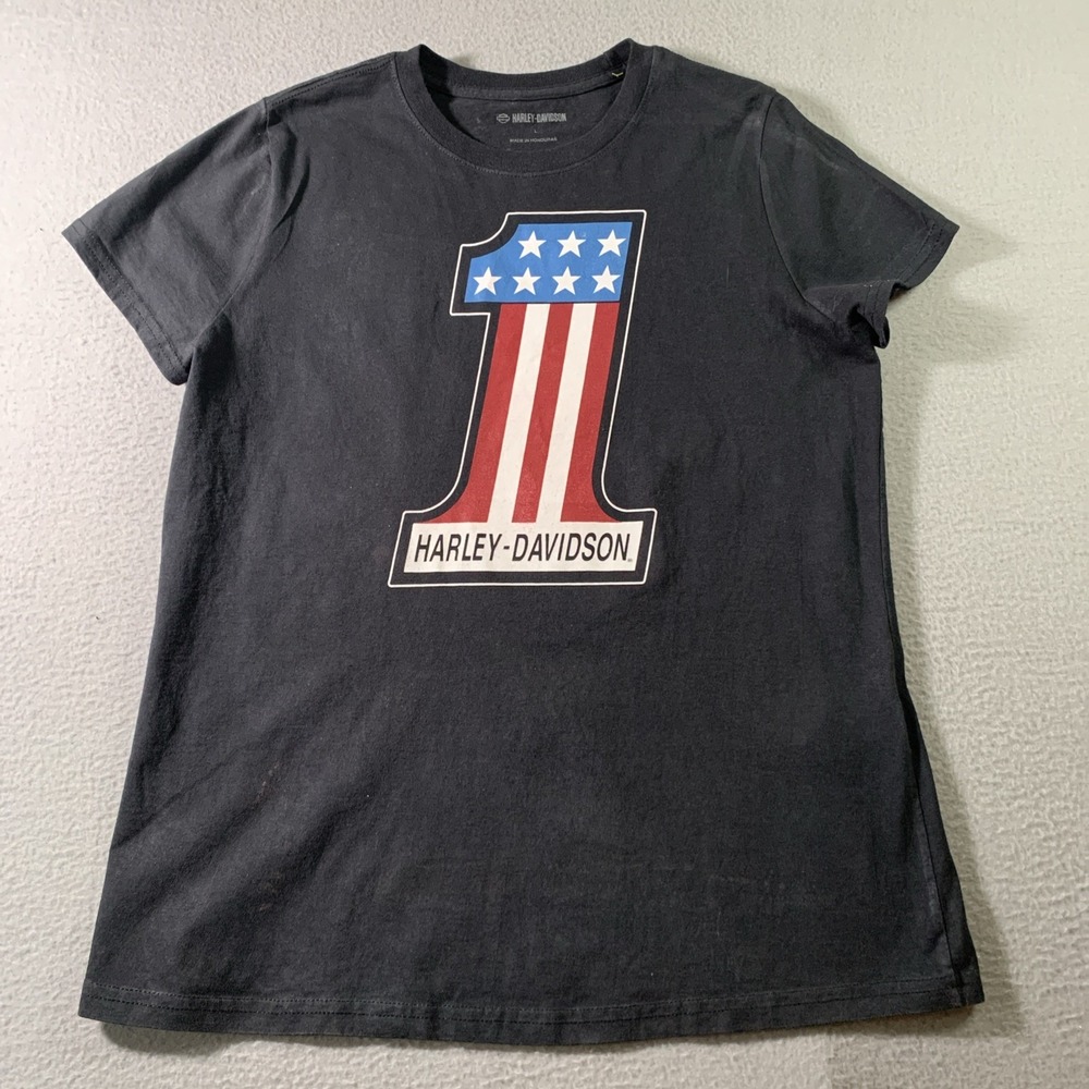 Women Harley-Davidson #1 Race Graphic Tee Sz L